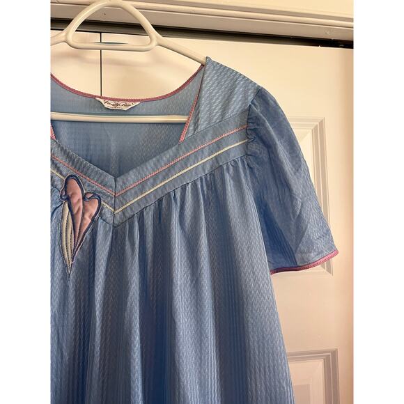Vintage Vanity Fair Nightgown Size LRG Sheer Blue Nylon Sleepwear Retro Lingerie - Picture 5 of 10